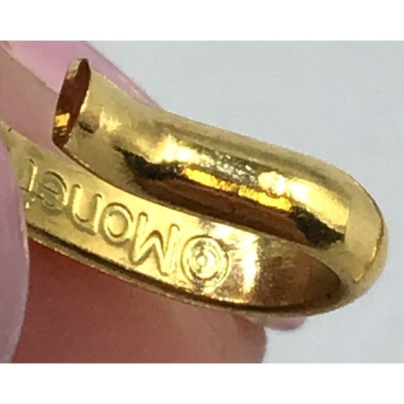 Signed MONET 1990s Gold Tone Necklace Strung On Chain Glass Bead Drop Shaped - Picture 12 of 14